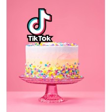 Cake Topper tort TIK TOK din lemn MDF 23,5x12cm